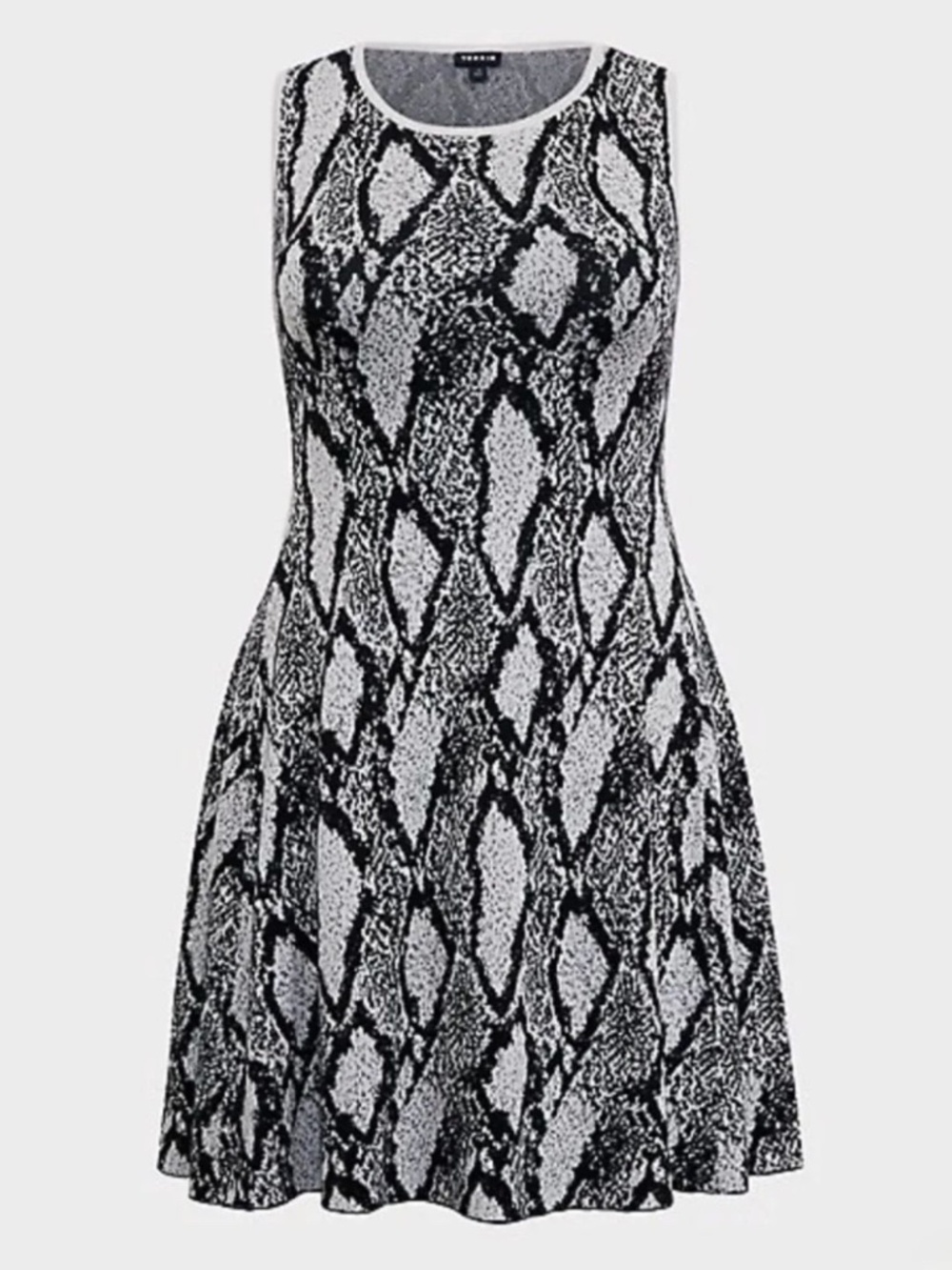 Torrid Black Snakeskin Print Sweater Knit Trapeze Dress Snake Grey 1X (Torrid 1)